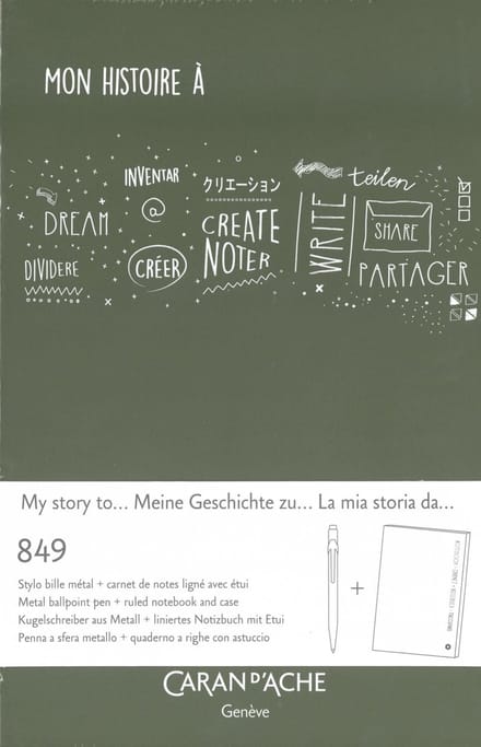 NOTITIE BOEK EN PEN CADEAU SET MON HISTOIRE A CARAN DACHE