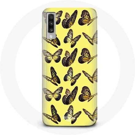 Hoesje voor Samsung Galaxy A50 Vlinders Gele Achtergrond