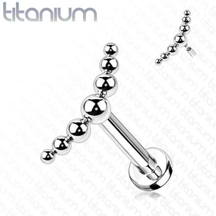 Piercing titanium 7 balls 1.2x8 - zilver - LMPiercings