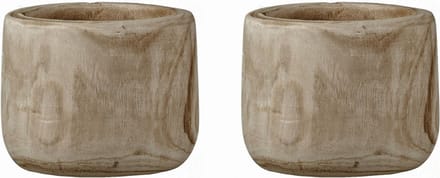 Mica Decorations Bloempot - 2x - hout - voor binnen en buiten - D19 cm - Plantenbak