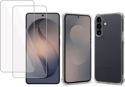 TechNow Hoesje + 2x Screenprotector geschikt voor Samsung Galaxy S26 Plus Hoesje Screenprotector - Tempered Glass - Extreme Shock Case Transparant