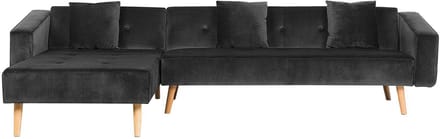 VADSO - Hoekslaapbank - Zwart - Rechterzijde - 303 cm - Fluweel