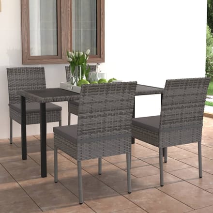 vidaXL - 5-delige - Tuinset - poly - rattan - grijs