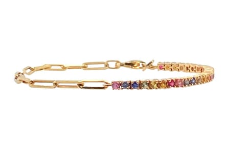 Half chain half steentjes armbandje | mix | goud gekleurd