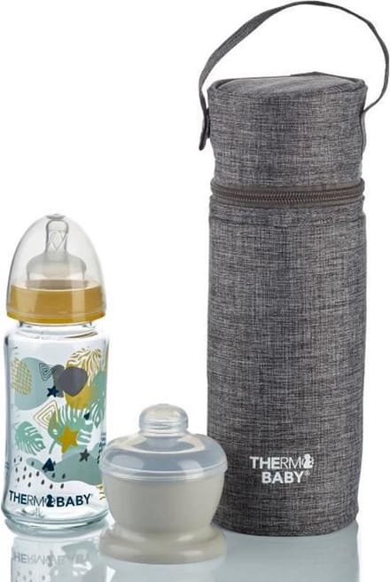 THERMOBABY babyflessenhouder - geïsoleerd - grijs gemêleerd