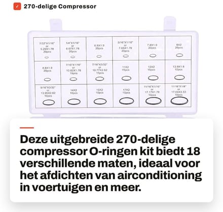 Dailygoods - 270-delige Compressor O-ringen Kit met 18 Maten