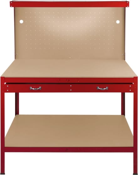 Werkbank + ophangbord + lade + verlichting - rood - 120x60cm - 9w led