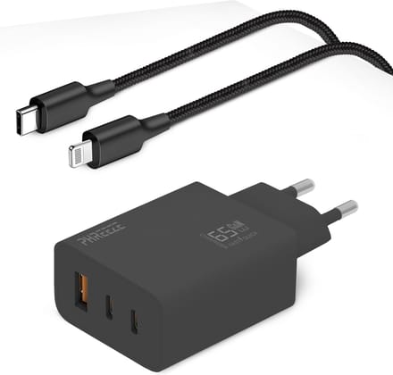 65w Usb adapter + Oplaadkabel geschikt voor iPhone 14/13/12/11/X/8/7/SE/6 - Lightning naar USB-C kabel - 1 meter