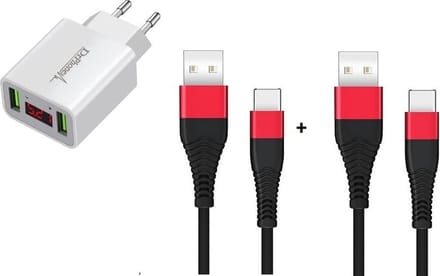 DrPhone - Oplaadset - Geschikt voor PS5 Controller - Dock - 2x USB C Gevlochten Oplaad kabel - 1.2M