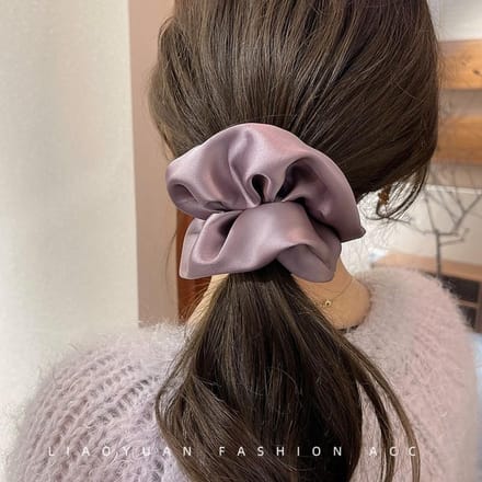 Chouchou en soie surdimensionné pour femme, élastique pour queue de cheval, accessoire pour cheveux rose