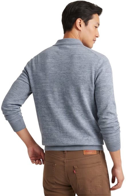 Poloshirt Profuomo grijs normale fit gemeleerd