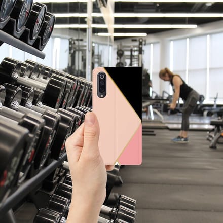 Xiaomi Mi 9 Stand Case Zwart Roze Vormen