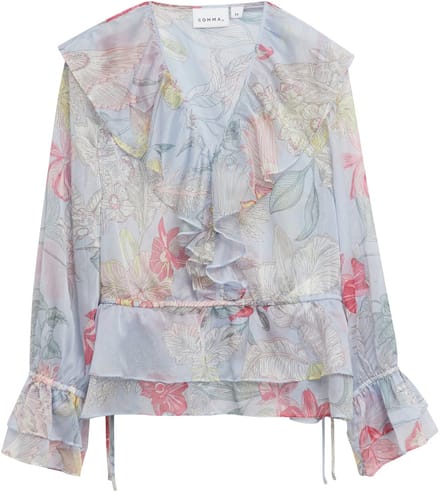 Damesblouse met textuurprint en volantdetails COMMA