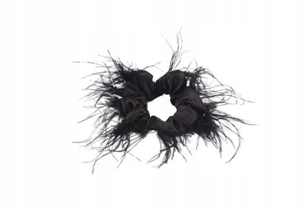 Donegal Scrunchie Haarband met Veer - Zwart (1 Stuk)