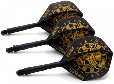 Dartflights Standaard Maat M Integrale Set Zwart Geel Dartbord Design
