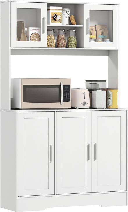 HOMCOM keukenkast - spaanplaat - MDF - 108L x 35B x 180H cm - wit