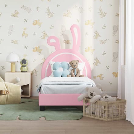 vidaXL - Peuterbedframe - met - hoofdboard - Roze - 70 - x - 140 - cm - PU
