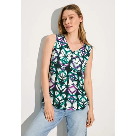 Mouwloze blouse met print