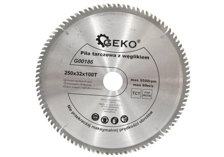 GEKO Zaagblad - Carbide Tip - 250 mm - 100 Tanden - Inclusief Reductiering