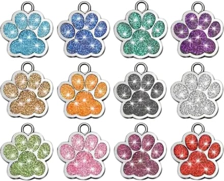 Jambo® Hondenpenning - Pootje - Diverse kleuren glitter - Graveren