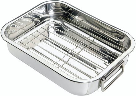 KitchenCraft Kleine roestvrijstalen braadslede met rek - 27 x 20 cm