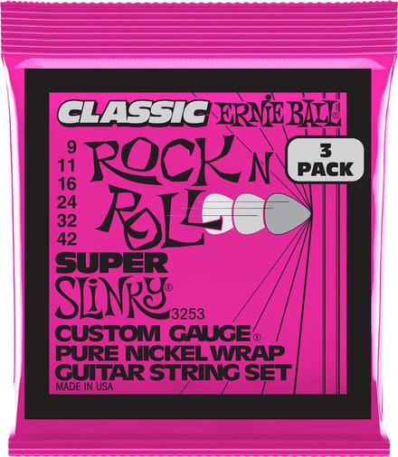 Ernie Ball 3253 Classic Pure Nickel Super Slinky Snaren (9-42) 3-Pack