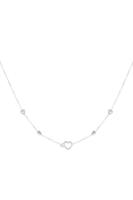 Ketting met hartjes - RVS - Zilverkleurig