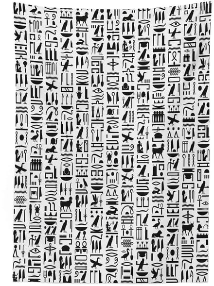 ABAKUHAUS Tafelkleed – Geometrisch 140x170 cm – Wit/Zwart satijn