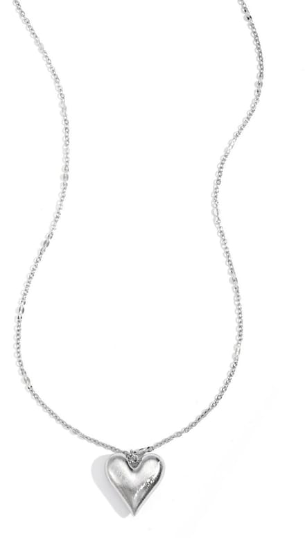 Bijoutheek Collier Bol Hart Mat Geborsteld Zilver