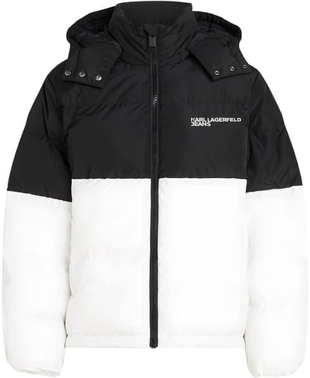 Karl Lagerfeld Jeans Blocked Puffer Jas Wit,Zwart S Vrouw