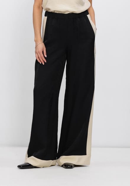 Jansen Amsterdam Olene Broek Cb 422 Color Block Elastic Waist Broeken Dames - Multi - Maat 36