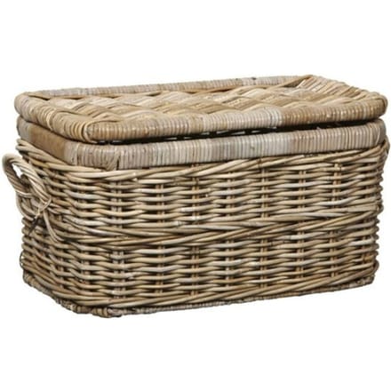 Van der Leeden Opbergmand Rotan met deksel - S - Grijs