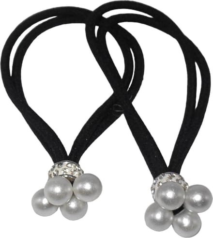 Elastiek dubbel zwart met parels en strass
