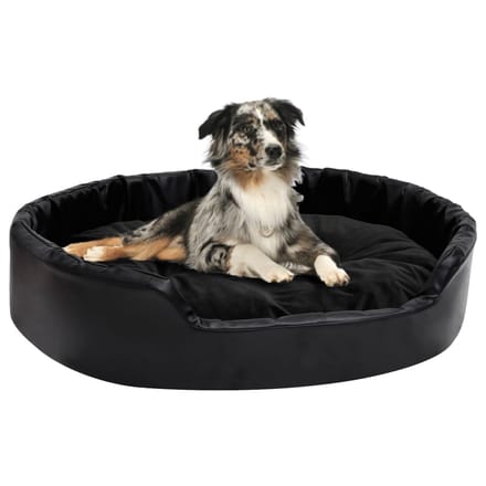 vidaXL - Hondenmand - 90x79x20 - cm - pluche - en - kunstleer - zwart