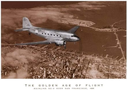 Kunstdruk Margaret Bourke-White - Mainline DC-3 over San Francisco 70x50cm