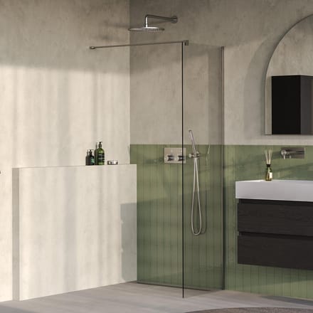 Brauer Oblivion inloopdouche helder glas 50x200cm incl. glascoating PVD RVS-kleurig geborsteld