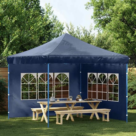 vidaXL - Tentwanden - met - raam - PE - blauw - 2 - st