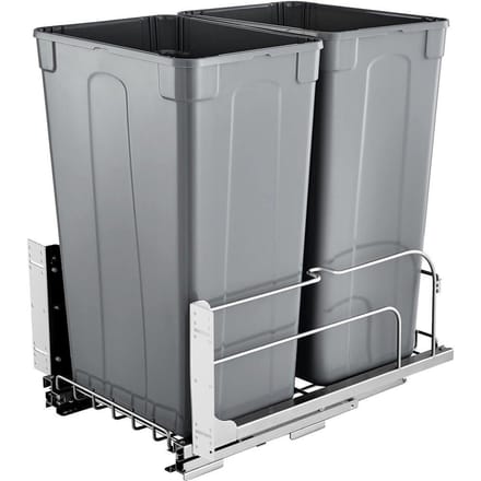 Dubbele Uitschuifbare Afvalcontainer Keuken Afvalbak Soft Close Grijs 50QTx2