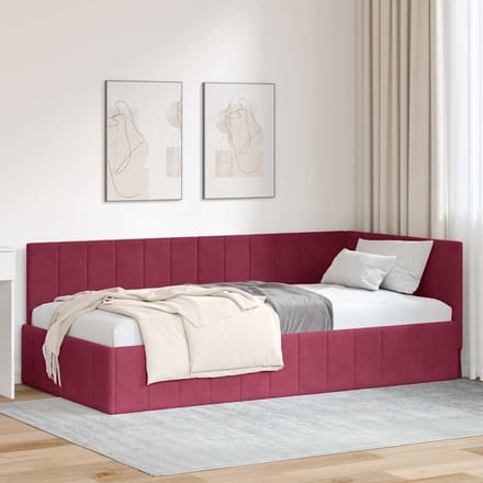 vidaXL - Hoek - Bed - Frame - Wijnrood - 100 - x - 200 - cm - Fluweel