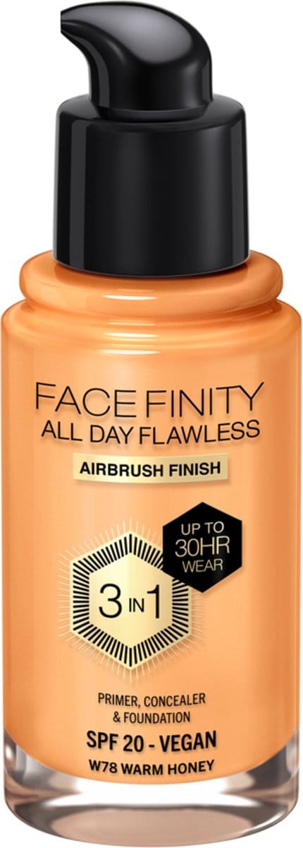Facefinity All Day Flawless 3 In 1 Foundation #w78-warm Honey 30 ml