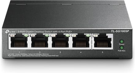 5-Poorts Gigabit PoE Switch met Plug-and-Play Functionaliteit