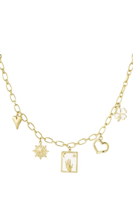 Bijoutheek Collier Bedels Magic Hand Wit Goud