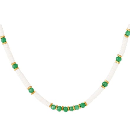 Bijoutheek Collier Discs En Kralen groen