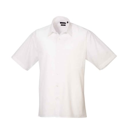 Premier Heren Poplin overhemd met korte mouwen (Wit)