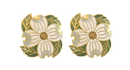 Behave - Oorclips dames - bloemmotief - wit en groen - 3 cm