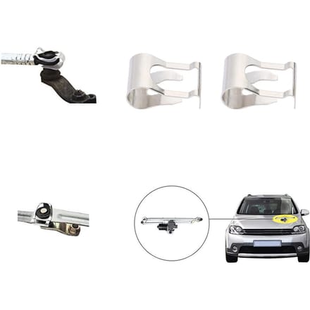 Paire de tiges de liaison de moteur d'essuie-glace, Kit de clips de réparation de mécanisme de liaison de bras white