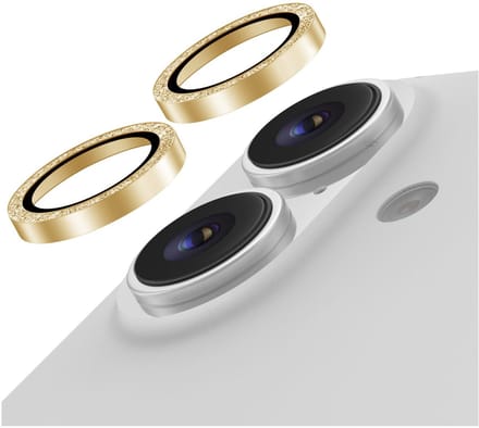AVY Camera Lens Protector Rings | Geschikt voor Apple iPhone 17 / 16 / 16 Plus | Camera Lens Protector Glas | Schokbestendig | Krasbestendig | met Applicator | Glitter Goud