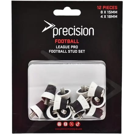 Precision Voetbalnoppen League Pro 13/16 Mm Zwart/wit 12 Stuks