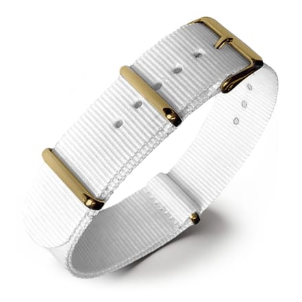 NATO Horlogeband G10 Military Nylon Strap - Wit -Goud Staal - 18mm