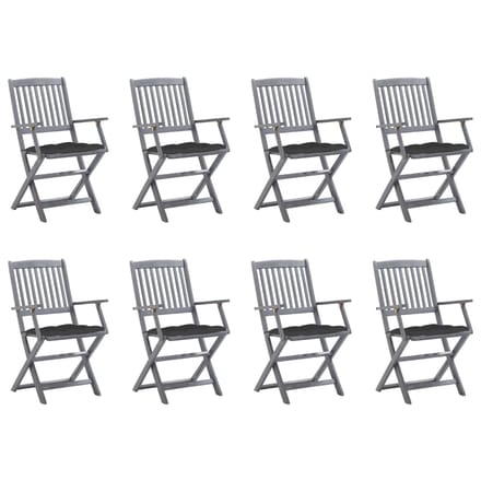 vidaXL - Inklapbare - stoelen - 8 - st - met - kussens - massief - acaciahout